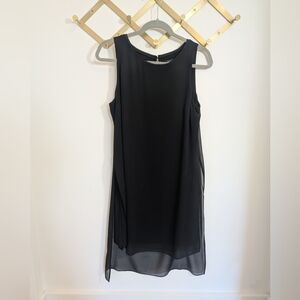 White House Black Market Black Sleeveless Dress With Chiffon Overlay NWT